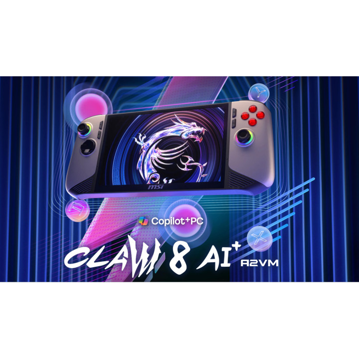 Игрова конзола MSI Claw 8 AI+ A2VM-066GR, 8" FHD+ IPS 120Hz, Intel Core Ultra 7 258V, 32GB LPDDR5X, 1TB SSD, Windows 11 Home - C