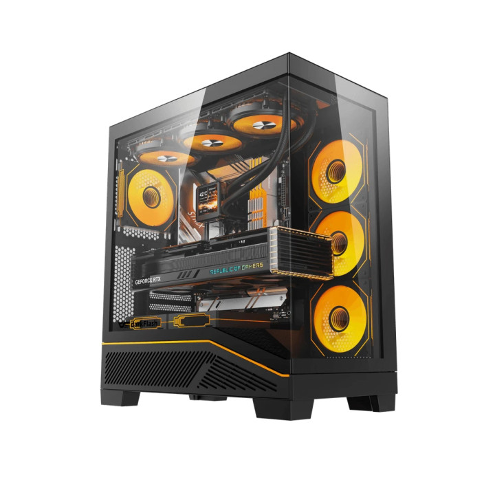 Кутия за компютър Darkflash K430, ATX Middle Tower, 6 x 120mm ARGB вентилатора, USB-C, закалено стъкло, черна - K430-6F-BK - 1
