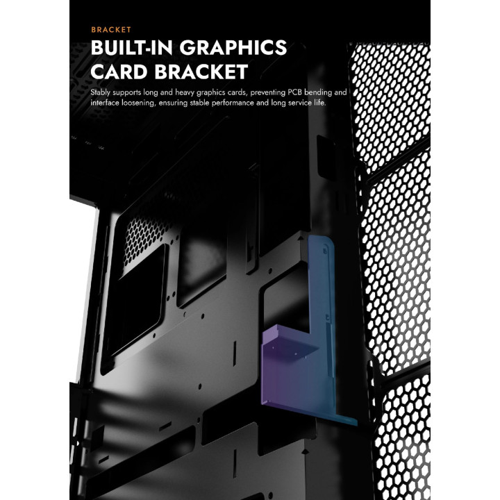 Кутия за компютър Darkflash K430, ATX Middle Tower, 6 x 120mm ARGB вентилатора, USB-C, закалено стъкло, черна - K430-6F-BK - 4