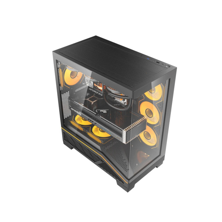 Кутия за компютър Darkflash K430, ATX Middle Tower, 6 x 120mm ARGB вентилатора, USB-C, закалено стъкло, черна - K430-6F-BK - 12