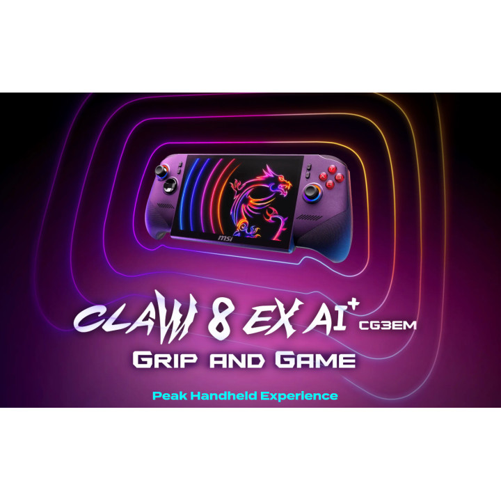 Игрова конзола MSI Claw 8 EX AI+ CG3EM, 8" FHD+ IPS 120Hz VRR, Intel Arc G3 Extreme, Intel Arc B390, 32GB LPDDR5X, 1TB SSD, Wind