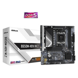 Дънна платка ASROCK B650M-HDV/M2, AM5, 2x DDR5, Hyper M.2(PCIe Gen4x4)