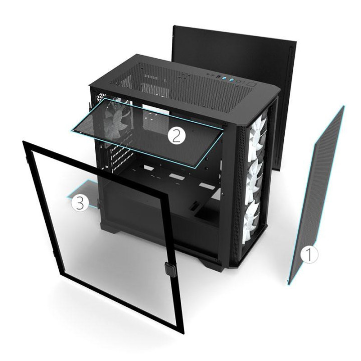 Кутия за компютър MONTECH AIR 100 ARGB, TG, Micro-ATX черен - GEMT-005