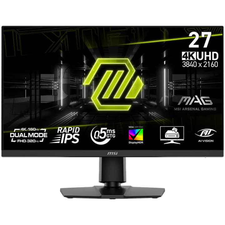 Монитор MSI MAG 272URDF E16, 27" UHD 4K Rapid IPS, 160Hz (320Hz FHD Dual Mode), 0.5ms, 400nits, FreeSync Premium, DisplayHDR 400