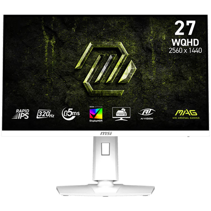 Монитор MSI MAG 274QRFW X32, 27" WQHD Rapid IPS 320Hz, 0.5ms, G-Sync Compatible, FreeSync Premium, DisplayHDR 400, Бял - 1