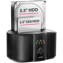 Докинг станция AXAGON, USB-C 5Gbps за 2x 2.5\"/3.5\" SSD/HDD диск, с функция за клониране на дискове без PC - 1
