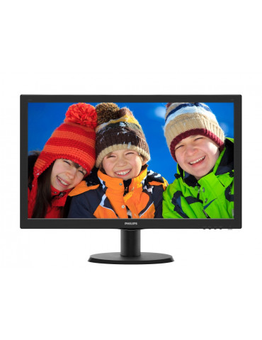 Монитор 23.6" Philips 243V5LHAB с време на реакция 1 ms, DVI-D и HDMI портове