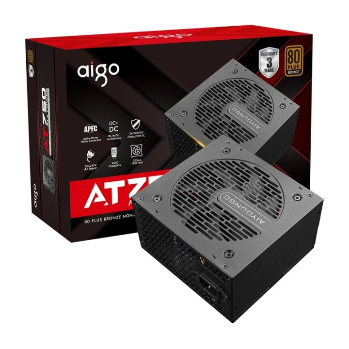 Захранване Aigo AT850, 850W 80PLUS Bronze, ATX, Active PFC, 120mm вентилатор - AT850-BK - 2