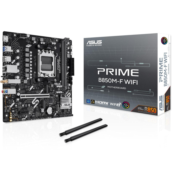 Дънна платка ASUS PRIME B850M-F WIFI, AMD B850, socket AM5, DDR5, Wi-Fi 6, Micro ATX - 90MB1N80-M0EAY0 - 1