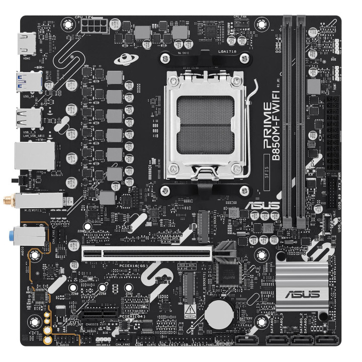 Дънна платка ASUS PRIME B850M-F WIFI, AMD B850, socket AM5, DDR5, Wi-Fi 6, Micro ATX - 90MB1N80-M0EAY0 - 2