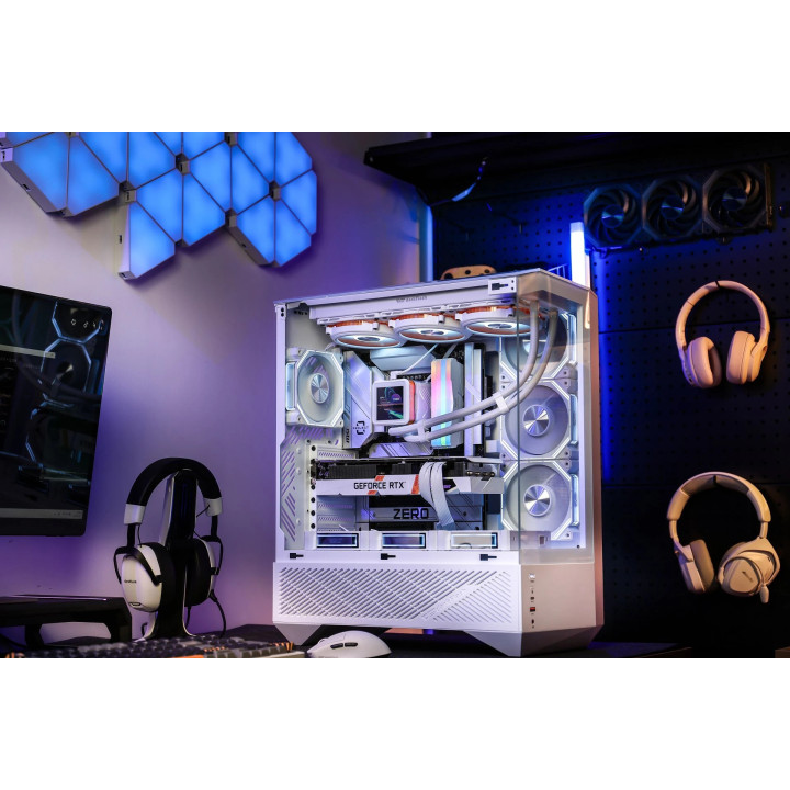 Кутия за компютър Darkflash DY460 White, ATX Middle Tower, 4 x 120mm ARGB вентилатора, Tempered glass, USB-C - DY460-4F-WH - 2