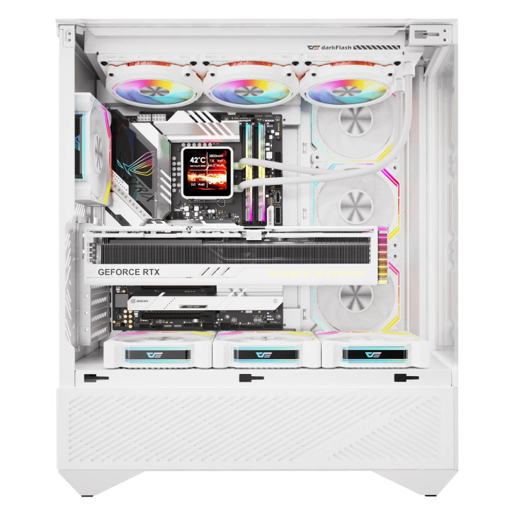 Кутия за компютър Darkflash DY460 White, ATX Middle Tower, 4 x 120mm ARGB вентилатора, Tempered glass, USB-C - DY460-4F-WH - 4