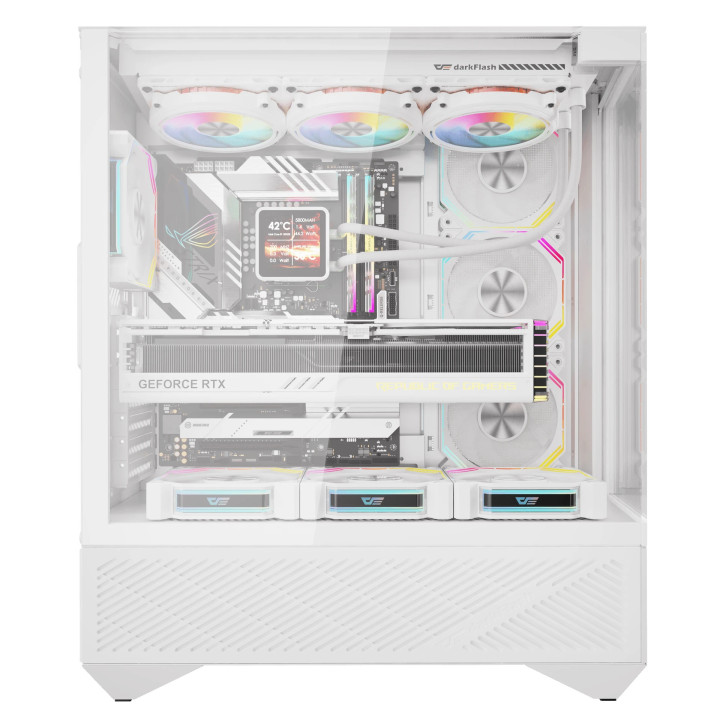 Кутия за компютър Darkflash DY460 White, ATX Middle Tower, 4 x 120mm ARGB вентилатора, Tempered glass, USB-C - DY460-4F-WH - 9
