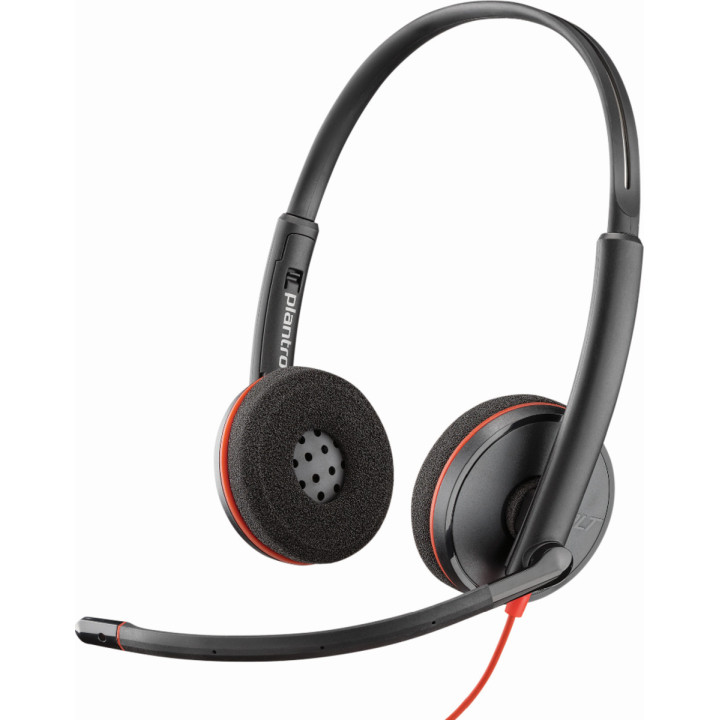 Слушалки с микрофон HP Poly Blackwire 3225, стерео, USB-C, 3.5mm Jack, USB-A адаптер, 2.2 м кабел, черни - 8X229A6 - 2