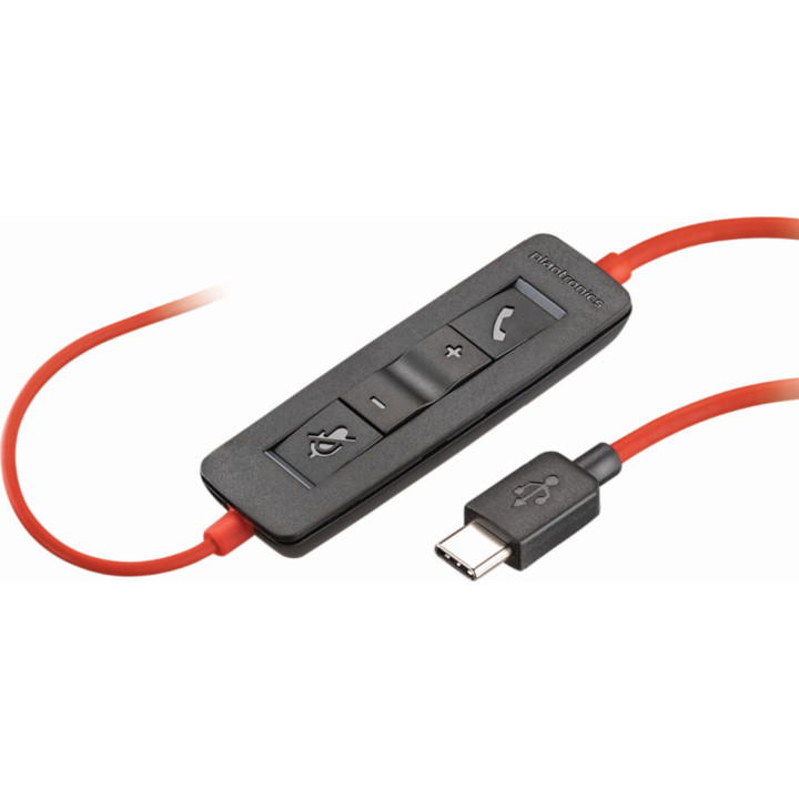 Слушалки с микрофон HP Poly Blackwire 3225, стерео, USB-C, 3.5mm Jack, USB-A адаптер, 2.2 м кабел, черни - 8X229A6 - 3