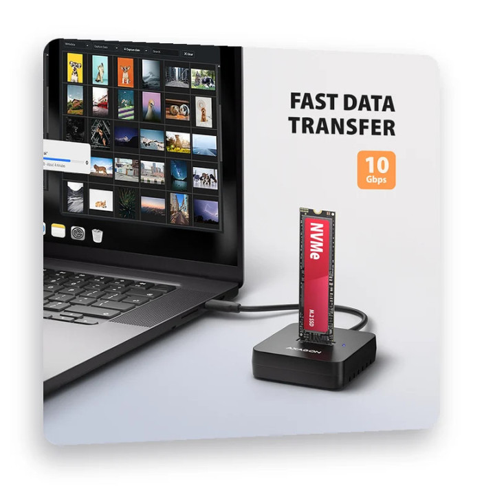 Докинг станция AXAGON ADSA-M2C11L, USB-C 10Gbps, за M.2 NVMe SSD - 4
