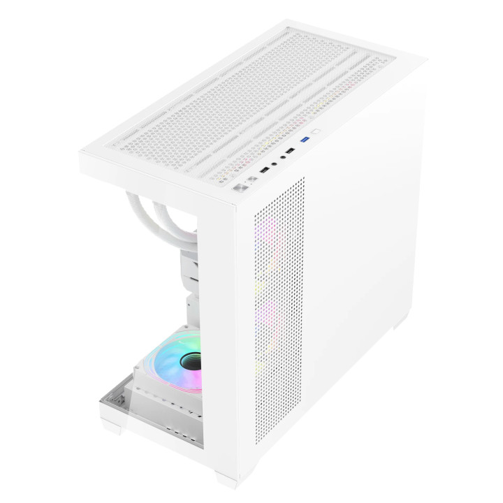Кутия за компютър Darkflash DS900M, mATX, Mini Tower, Tempered glass, 6 x 120mm A-RGB вентилатора, бяла - DS900M-6F-WH - 4