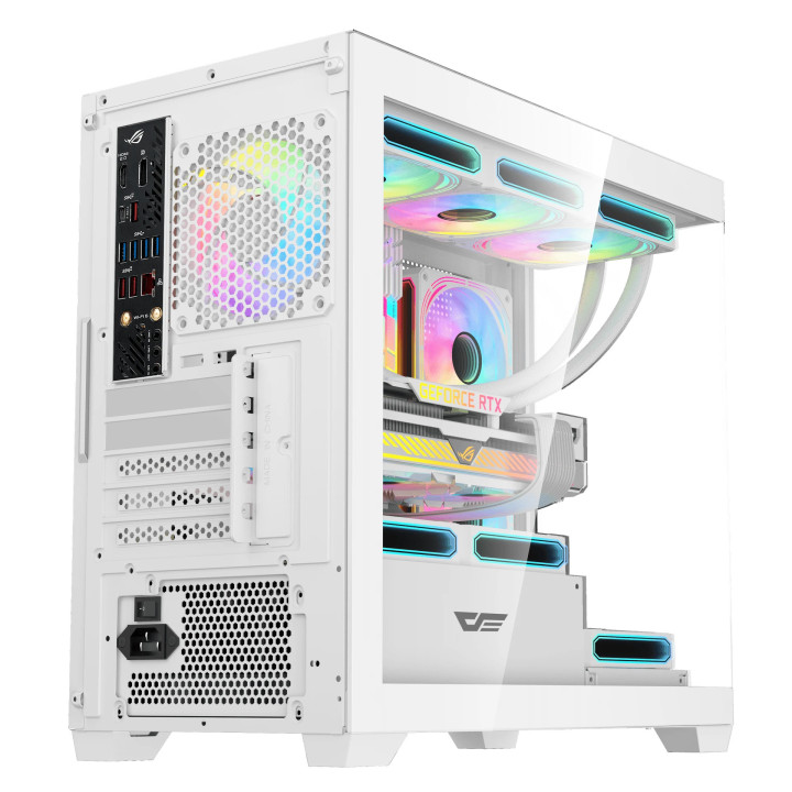 Кутия за компютър Darkflash DS900M, mATX, Mini Tower, Tempered glass, 6 x 120mm A-RGB вентилатора, бяла - DS900M-6F-WH - 6
