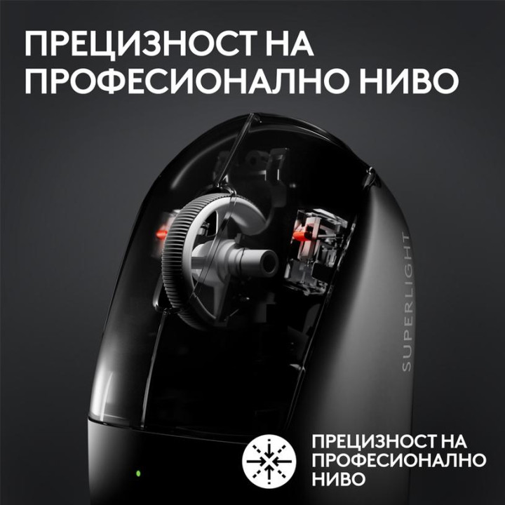 Безжична геймърска мишка Logitech G PRO X Superlight 2, HERO 2, 32000 DPI, 2.4G Wireless, Черна - 910-006631 - 3