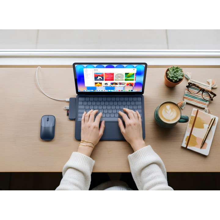 Докинг станция Satechi Snap, 1x HDMI 4K 60Hz, 1x USB-C 5Gbps, 1x USB-A 3.0 5Gbps, 1x USB-C PD, четец за microSD/SD карти, Indigo