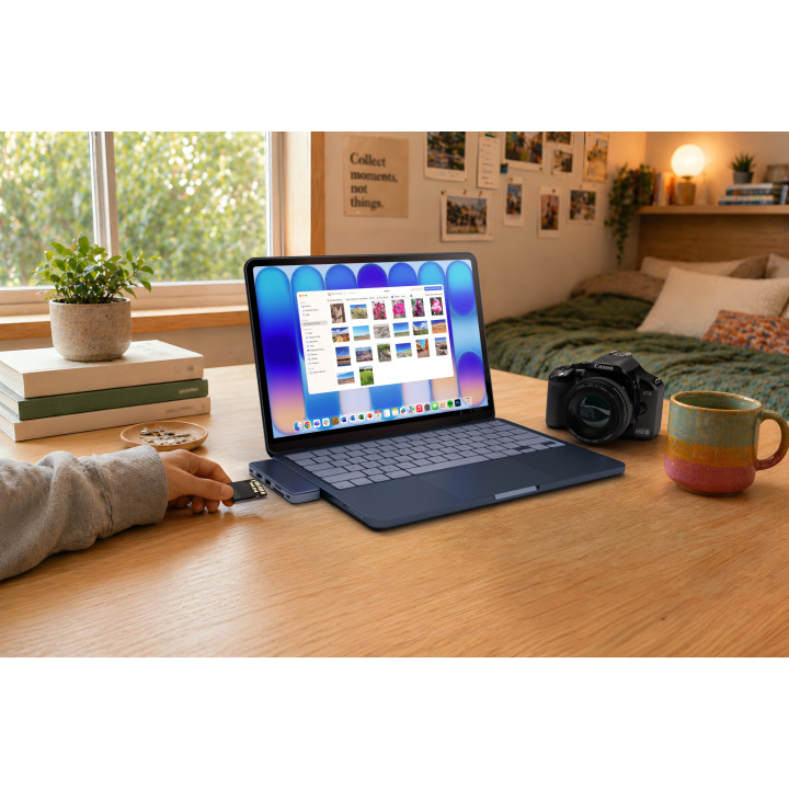 Докинг станция Satechi Snap, 1x HDMI 4K 60Hz, 1x USB-C 5Gbps, 1x USB-A 3.0 5Gbps, 1x USB-C PD, четец за microSD/SD карти, Indigo