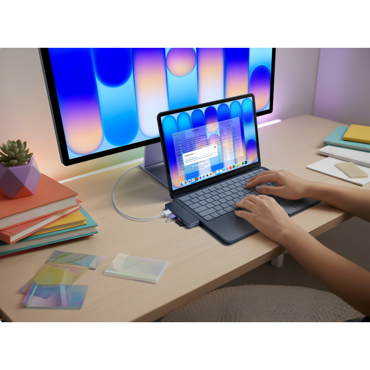 Докинг станция Satechi Snap, 1x HDMI 4K 60Hz, 1x USB-C 5Gbps, 1x USB-A 3.0 5Gbps, 1x USB-C PD, четец за microSD/SD карти, Indigo