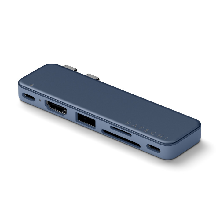 Докинг станция Satechi Snap, 1x HDMI 4K 60Hz, 1x USB-C 5Gbps, 1x USB-A 3.0 5Gbps, 1x USB-C PD, четец за microSD/SD карти, Indigo