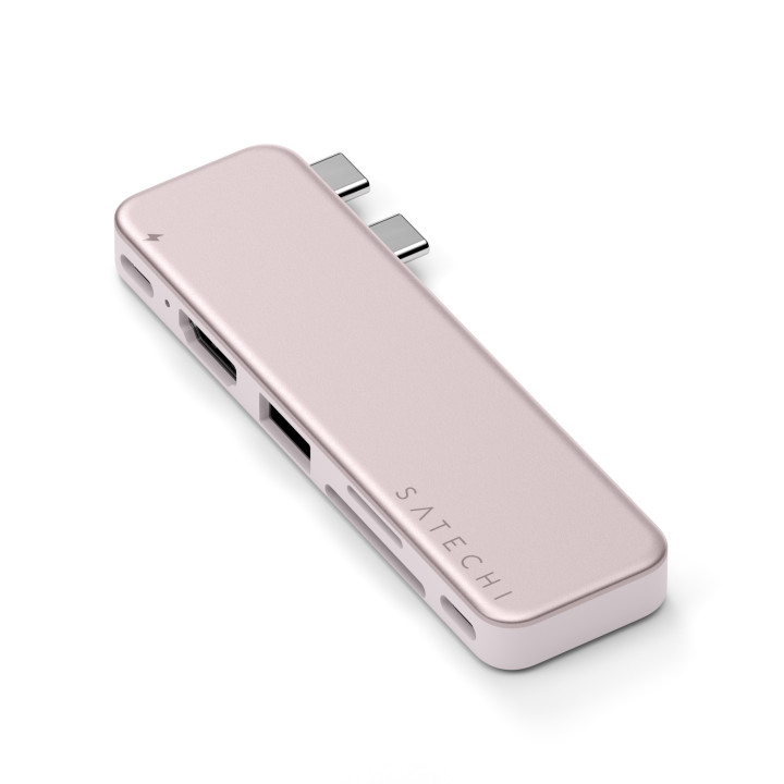 Докинг станция Satechi Snap, USB-C, HDMI 4K 60Hz, USB-C 5Gbps, USB-A 3.0 5Gbps, USB-C PD, microSD/SD четец, Blush - ST-HUSNP - 1