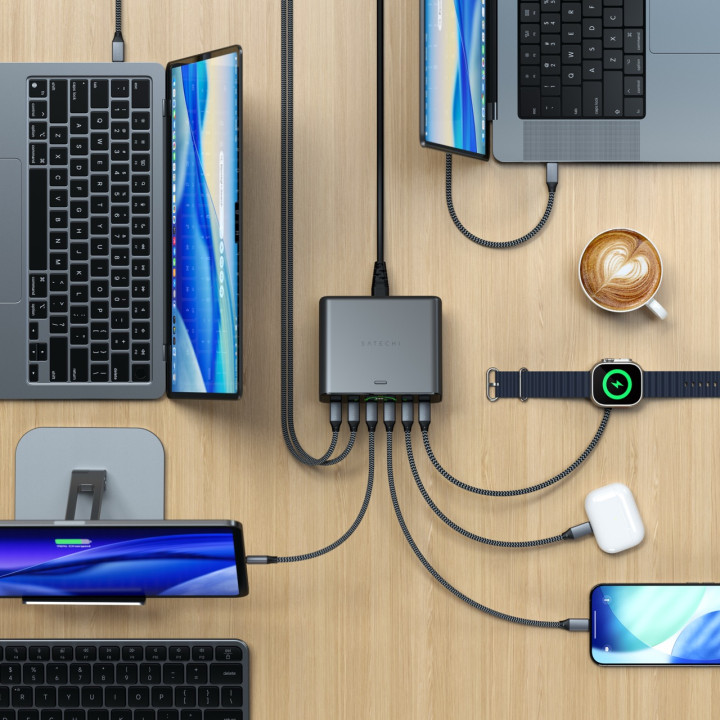 Зарядно устройство Satechi ChargeView, 240W, 6x USB-C, Space Black - ST-C6CV240C-EU - 3