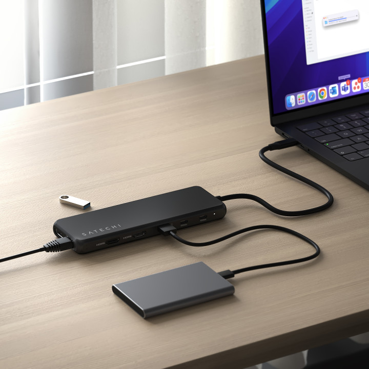 USB-C докинг станция Satechi 13-in-1 Triple Display Multiport, 3x дисплей, черен - ST-P3D13K - 2