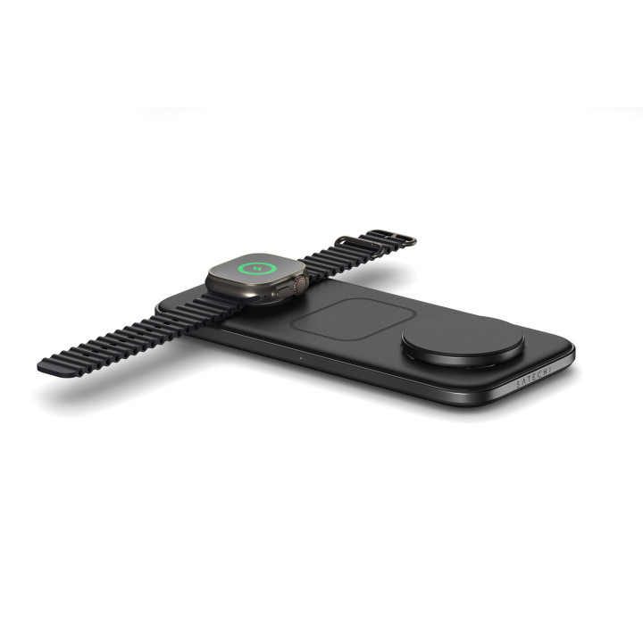 Безжично зарядно Satechi Qi2 Trio, 3 в 1 за телефон, слушалки и часовник, Space Gray, щепсели Type A, C, G - ST-QTPM-EA - 7