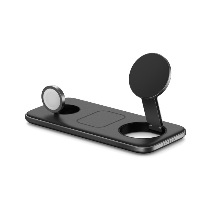 Безжично зарядно Satechi Qi2 Trio, 3 в 1 за телефон, слушалки и часовник, Space Gray, щепсели Type A, C, G - ST-QTPM-EA - 10