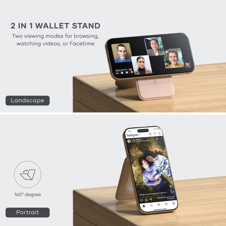 Магнитна стойка с портфейл Satechi Vegan-Leather, за iPhone 12/13/14/15 всички модели, веган кожа, Desert Rose - ST-VLWR - 5