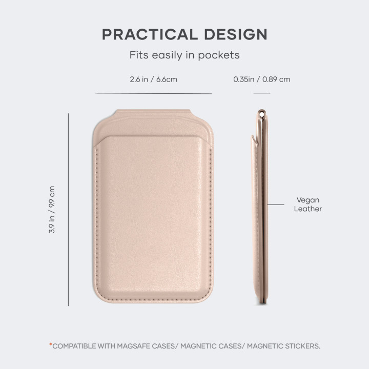 Магнитна стойка с портфейл Satechi Vegan-Leather, за iPhone 12/13/14/15 всички модели, веган кожа, Desert Rose - ST-VLWR - 6
