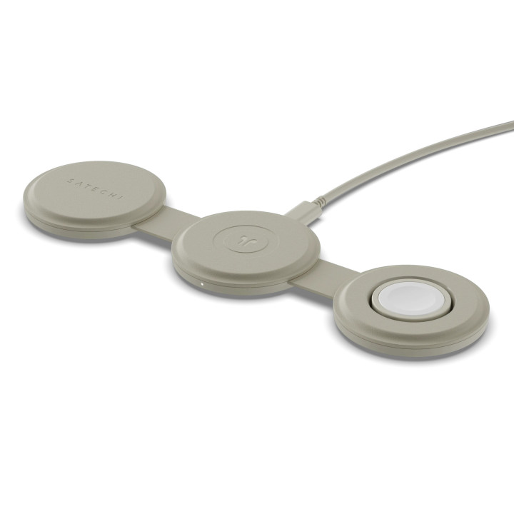 Безжично зарядно Satechi OntheGo 3-in-1, Sand - ST-QTG31W - 1