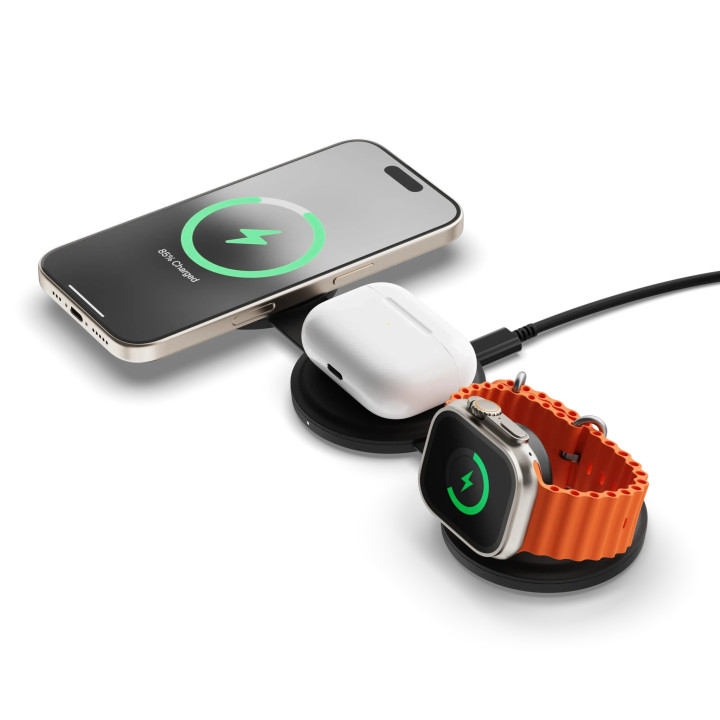 Безжично зарядно Satechi OntheGo 3-in-1, черно - ST-QTG31K - 2