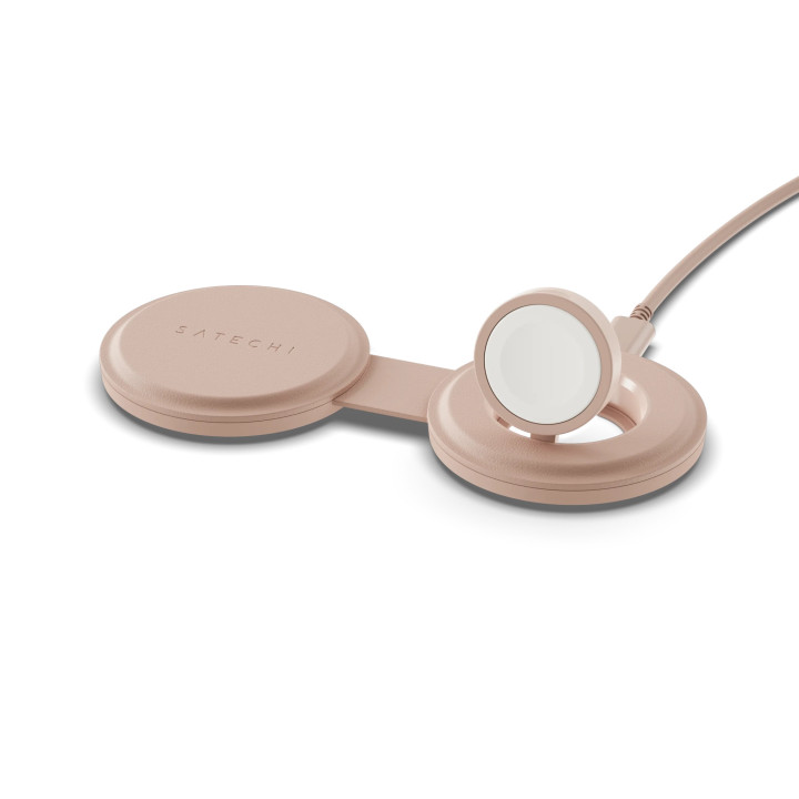 Безжично зарядно Satechi OntheGo, 2-в-1, Desert Rose - ST-QTG21R - 2