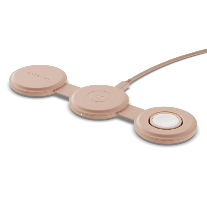 Безжично зарядно устройство Satechi OntheGo 3-in-1, Desert Rose - ST-QTG31R - 1