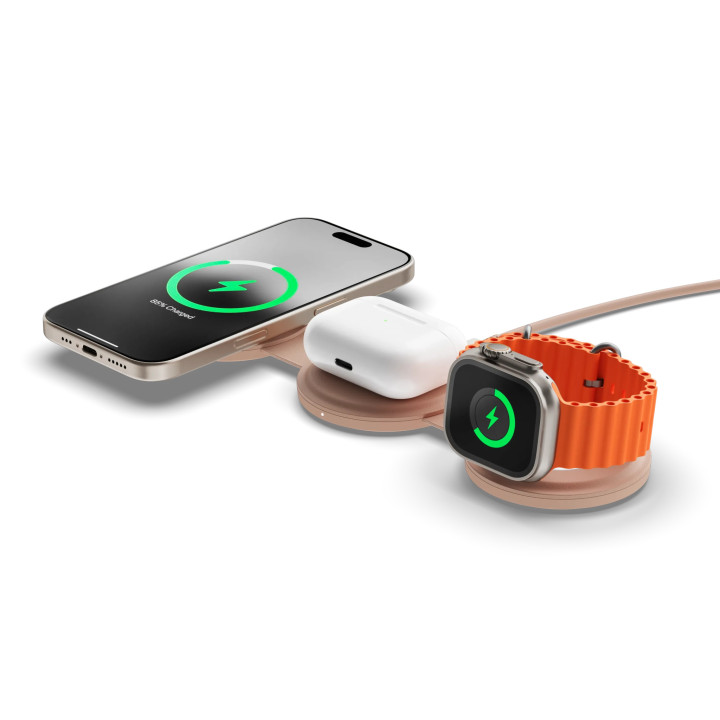 Безжично зарядно устройство Satechi OntheGo 3-in-1, Desert Rose - ST-QTG31R - 3