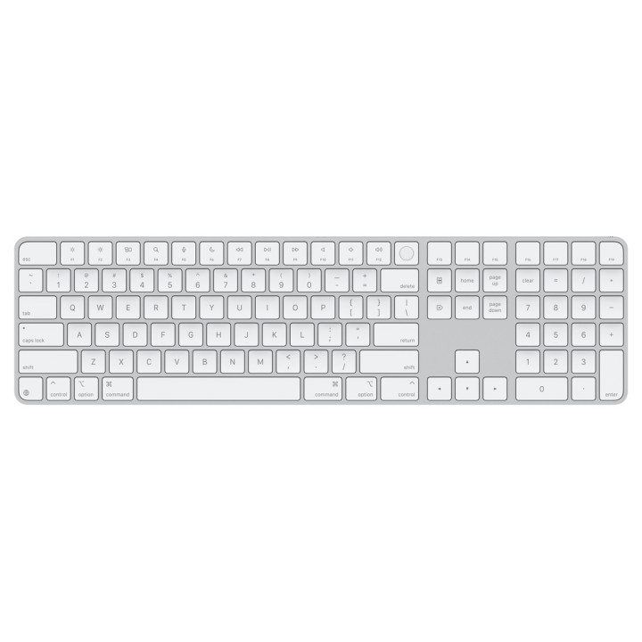 Клавиатура Apple Magic Keyboard, с Touch ID и цифров блок, US English, бели клавиши - mxk73lb/a - 1