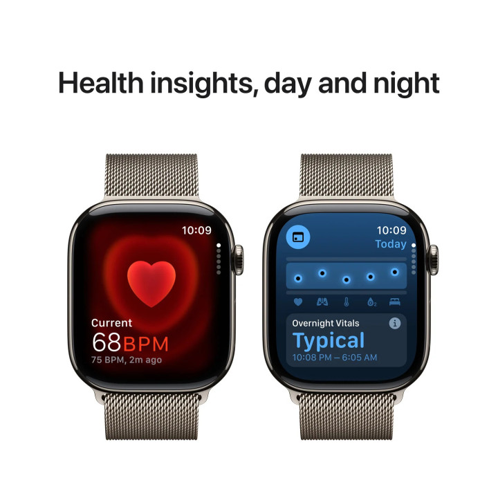 Смарт часовник Apple Watch Series 10 Cellular, 46mm Natural Titanium Case, Natural Milanese Loop, размер M/L - MWYC3QC/A - 5