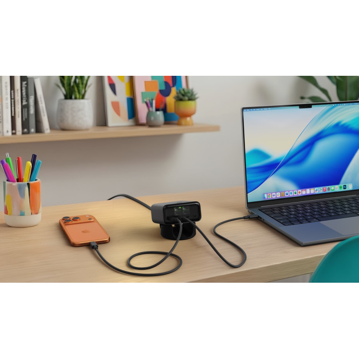 Настолно зарядно устройство Satechi ChargeView, 140W, 4xUSB-C, Space Black - ST-C4CV140C-EU - 2