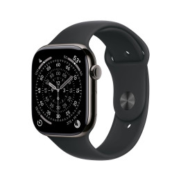 Смарт часовник Apple Watch S11, Cellular, 42mm, Slate Titanium Case, Black Sport Band, M/L - MF8T4MP/A - 1