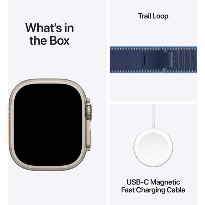 Смарт часовник Apple Watch Ultra 3, Cellular, 49mm Natural Titanium Case, Blue/Bright Blue Trail Loop, S/M - MEWR4QC/A - 4