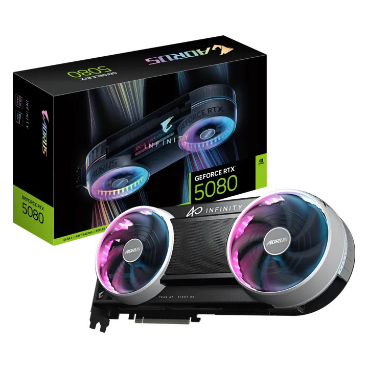 Видео карта Gigabyte AORUS GeForce RTX 5080 Infinity, 16GB GDDR7 256-bit, 3x DisplayPort 2.1b, HDMI 2.1b - GV-N5080AORUS IF-16GD