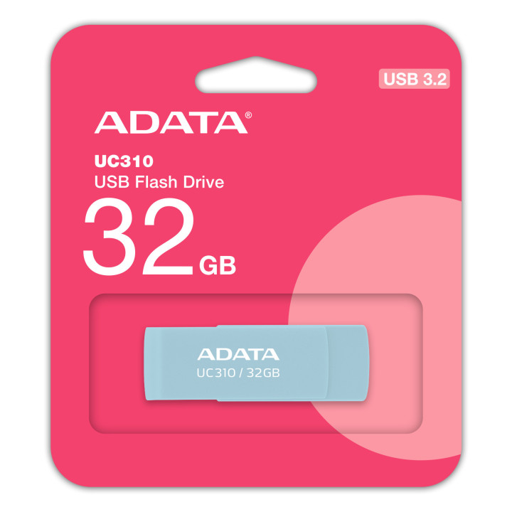 USB флаш памет ADATA UC310, 32GB USB 3.2 Gen 1 Type-A, до 100MB/s, син - UC310-32G-RBU - 1