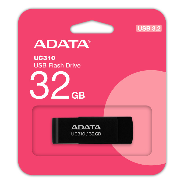 USB флаш памет ADATA UC310, 32GB USB 3.2 Gen 1 Type-A, Black - UC310-32G-RBK - 1