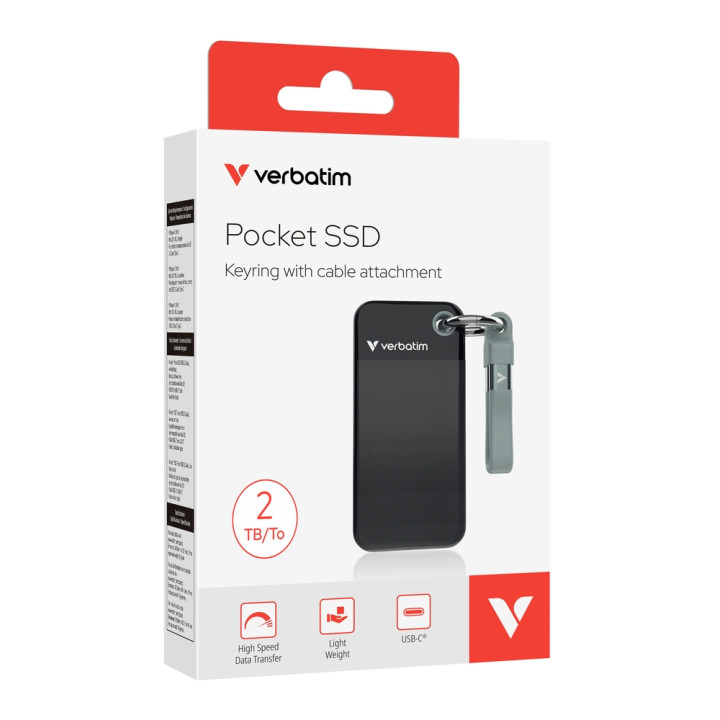 Външен SSD диск Verbatim Pocket, 2TB USB 3.2 Gen 2 1000MB/s Black/Grey - 32194 - 5