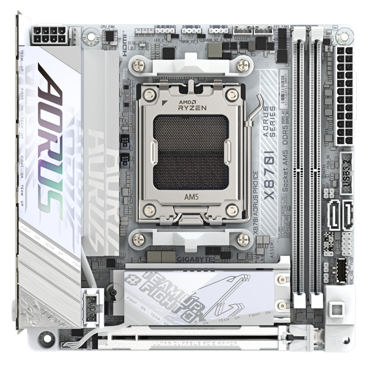 Дънна платка GIGABYTE X870I AORUS PRO ICE WIFI 7, Socket AM5, AMD X870, DDR5, Wi-Fi 7, Mini ITX - 3