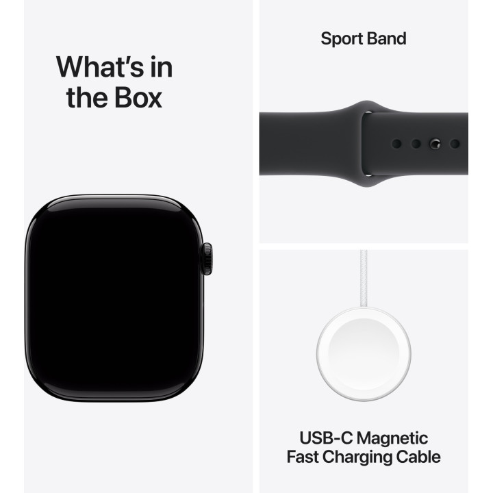 Смарт часовник Apple Watch S11 GPS, 46mm Jet Black алуминиев корпус с Black Sport Band - M/L - meux4mp/a - 4